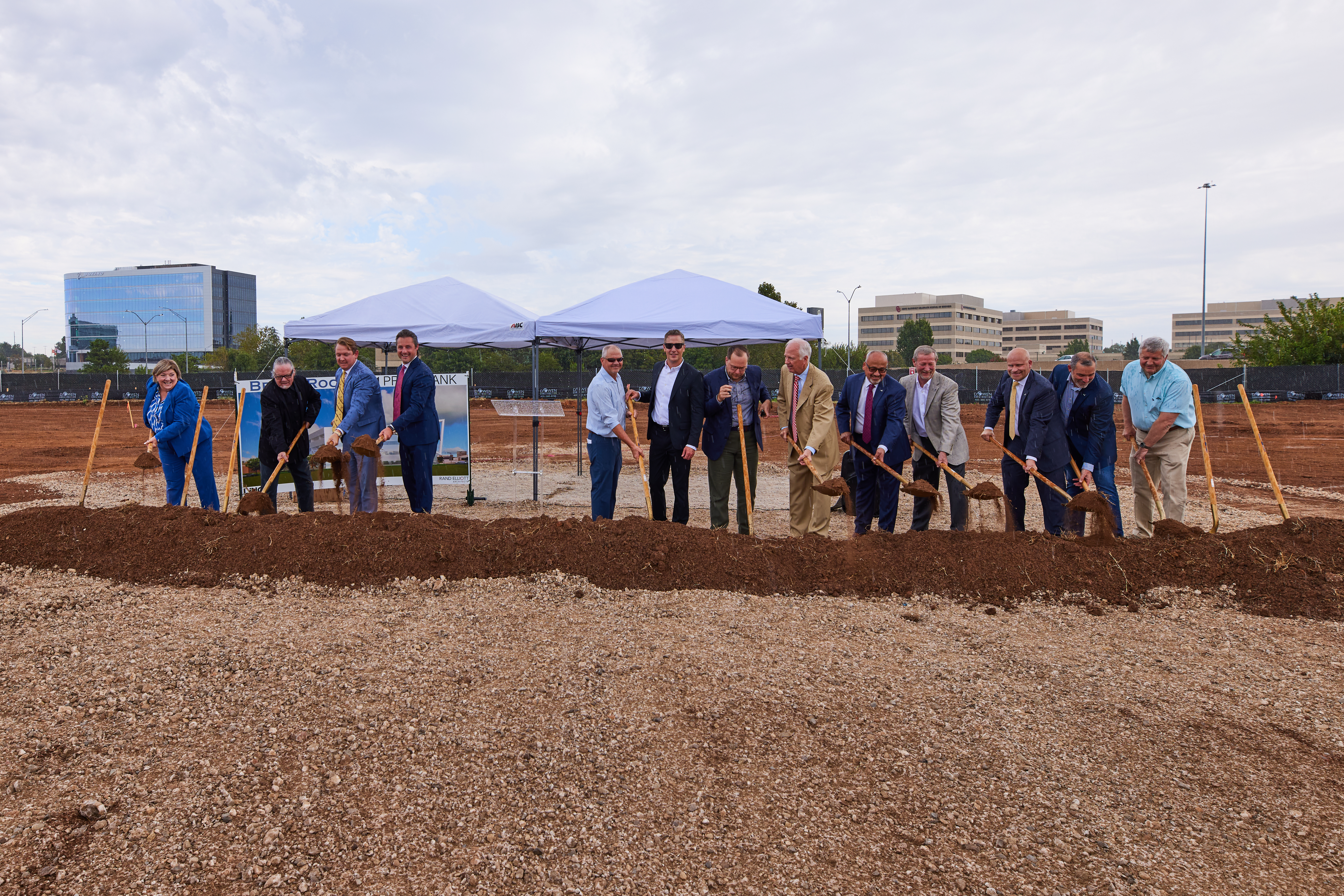 Full development team and partners shoveling at Berry Rock Building groundbreaking ceremony, September 2025